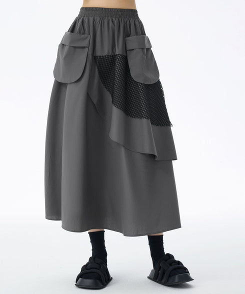 Layered Mesh Flap Skirt